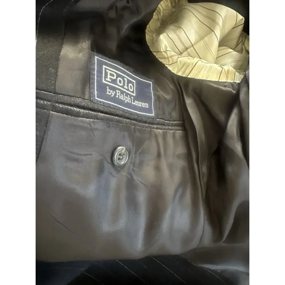 Polo Ralph Lauren Wool Cashmere Pinstriped Blazer Suit Jacket Size 40 H14378 - Picture 6 of 16